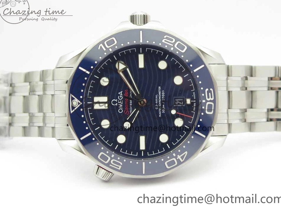 0725 2018 Seamaster Diver 300M OMF Best Edition Blue Ceramic Blue Dial on SS Bracelet A8800 (Black Balance Wheel) ZeroBulk 7957